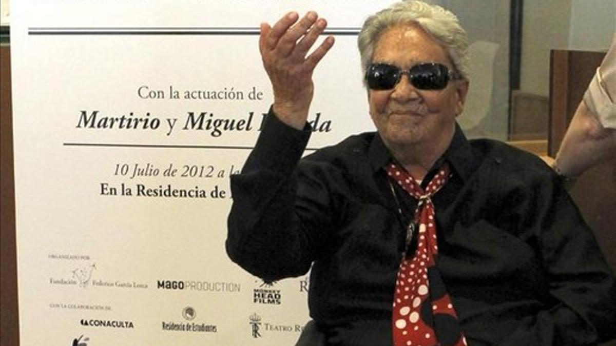 Chavela Vargas durante el homenaje a  García Lorca en la Residencia de Estudiantes de Madrid, el pasado jueves.
