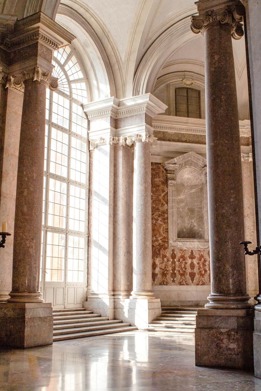 Entrada del Palacio Real, Caserta Reggia, Italia.