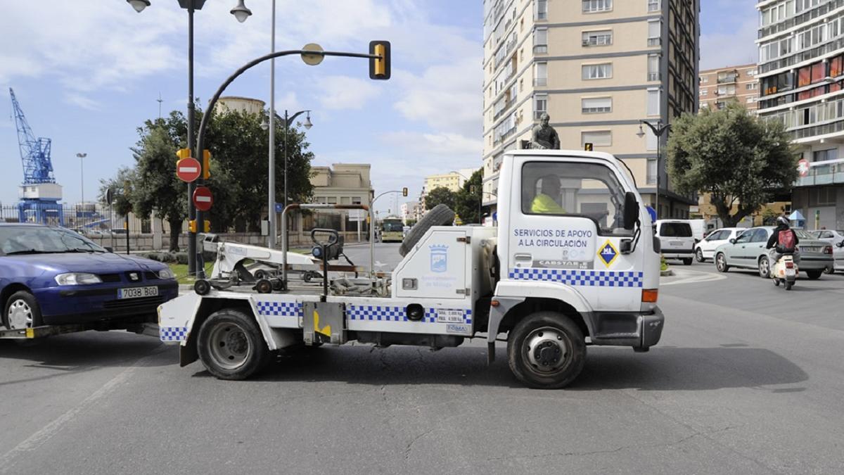 Una grúa en Málaga.