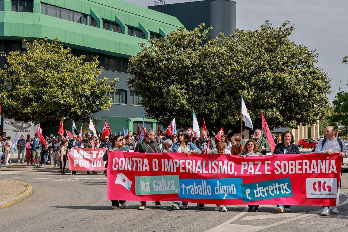 Un momento de la manifestación de la CIG en Vilagarcía.
