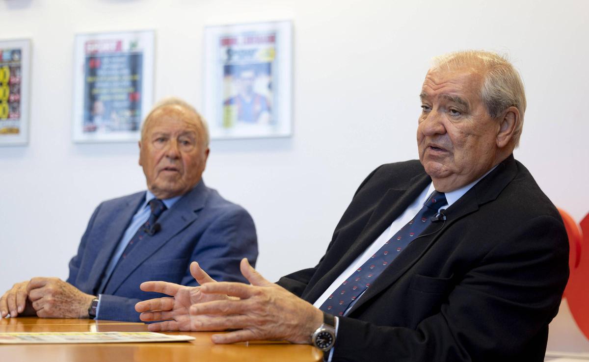 Juan Guerrero-Burgos charla en SPORT junto al presidente y amigo de la Catalana, Ramon Nogué