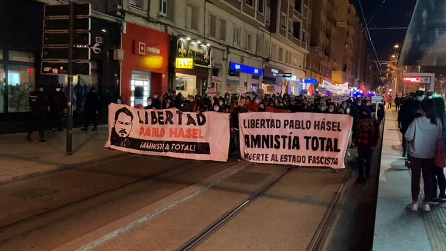 Manifestación a favor de Pablo Hasél en Zaragoza