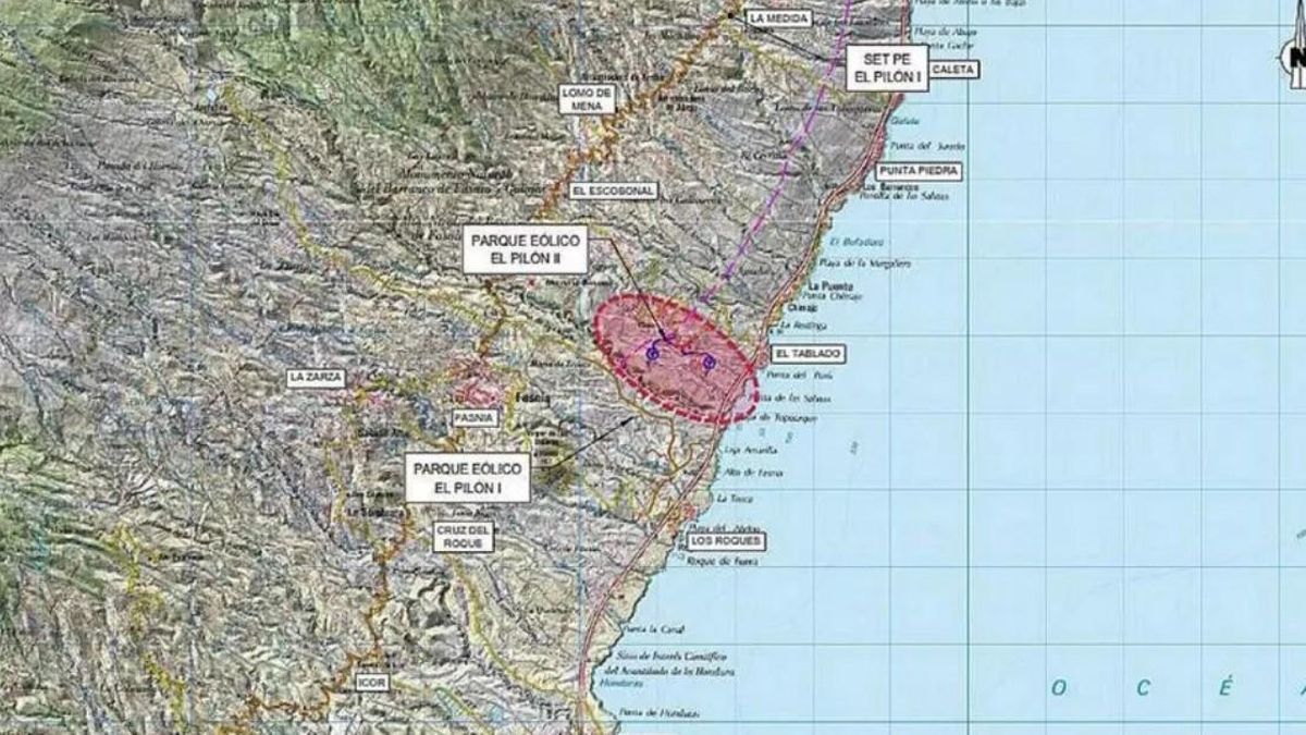 Ubicación del parque eólico El Pilón II, según el proyecto expuesto