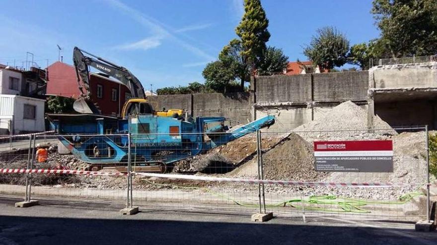 Imagen de las obras que se iniciaron en la Rúa Tras do Concello.