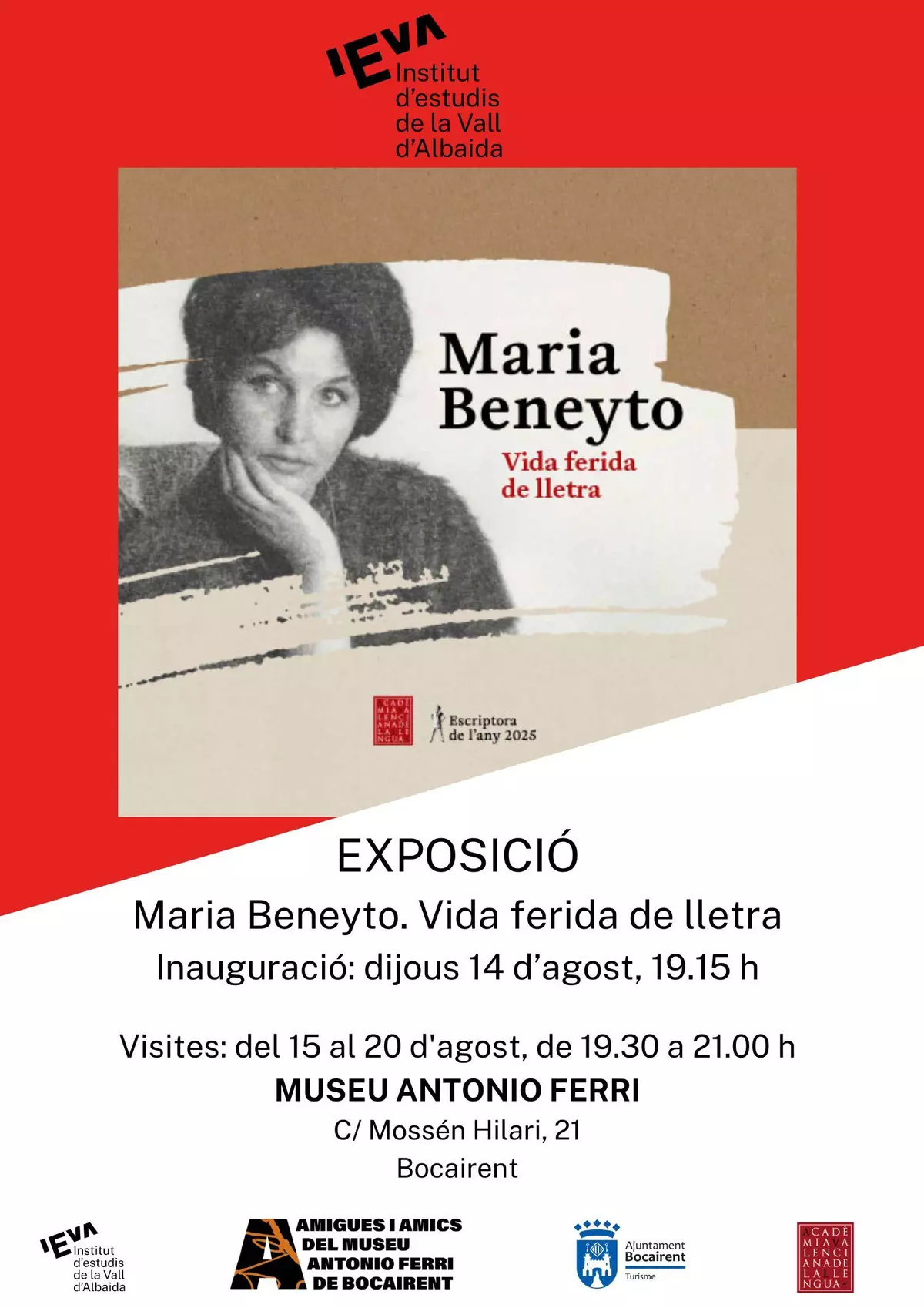 L’IEVA porta a Bocairent l’exposició sobre Maria Beneyto