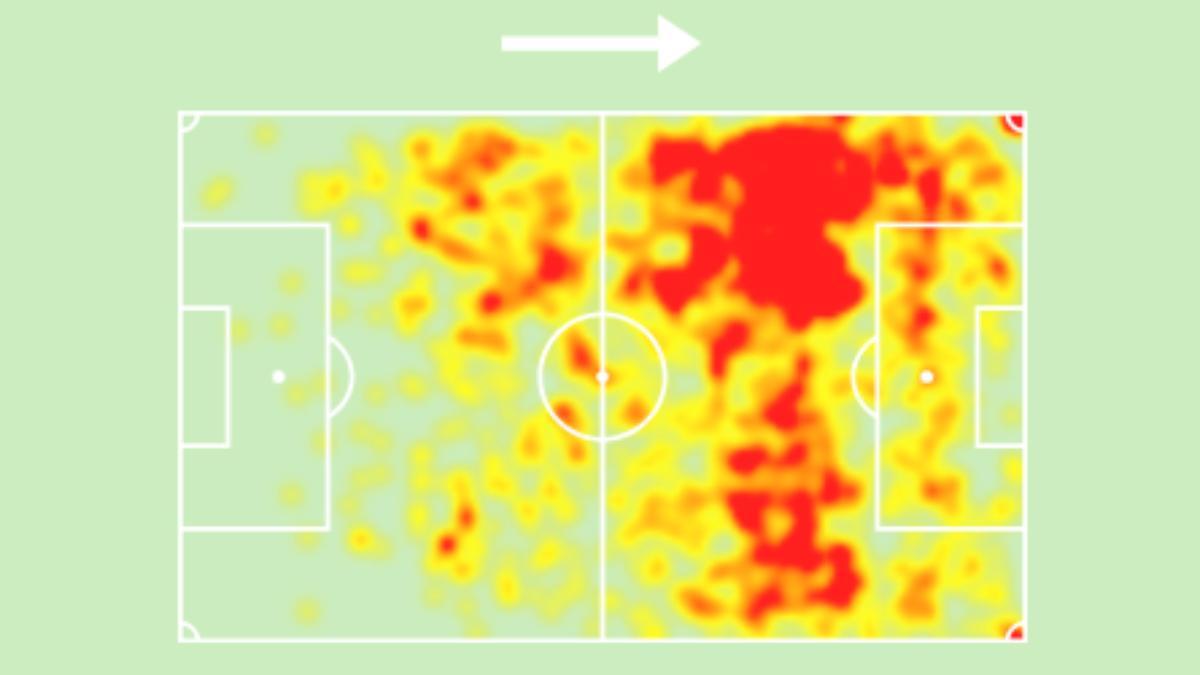 Mapa de calor de Floriant Wirtz en la Bundesliga 2024-25