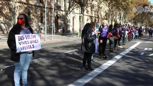 Cadena feminista en Barcelona, el pasado 22 de noviembre.