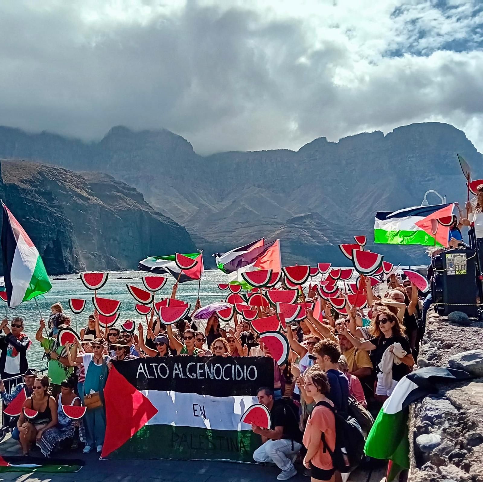 Protesta en Agaete en solidaridad con Palestina