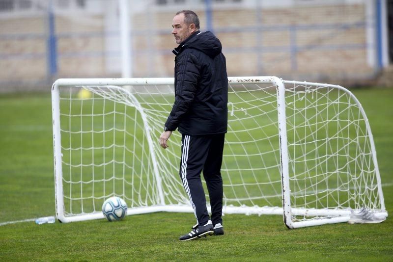 Entrenamiento del Real Zaragoza antes del partido contra la SD Huesca