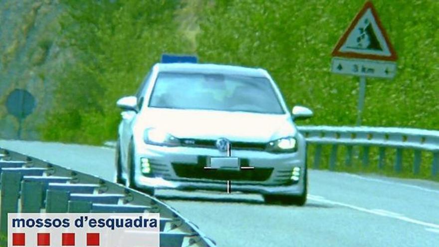 Els Mossos d&#039;Esquadra detecten un vehicle circulant a 189 km/h a Peramola