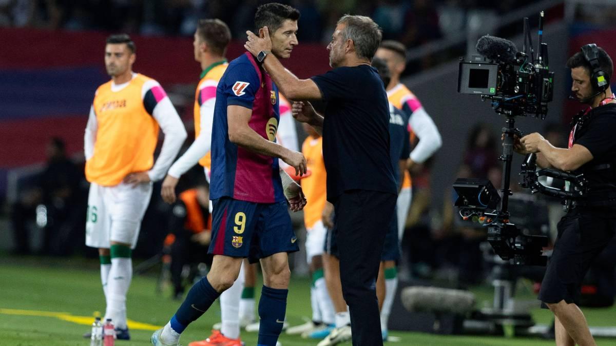 Lewandowski, junto a Flick en un duelo de este curso