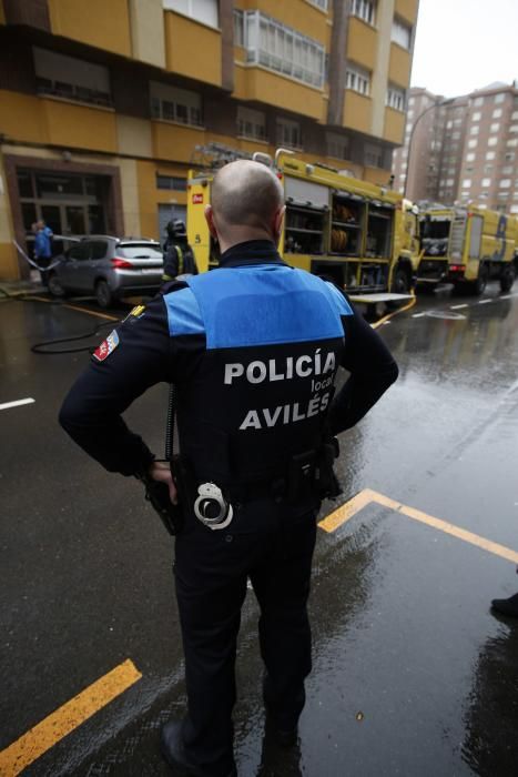 Incendio en un garaje de la calle Doctor Marañón de Avilés