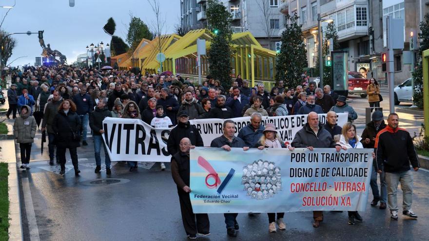 Manifestación de vecinos y trabajadores de Vitrasa celebrada el pasado jueves29.