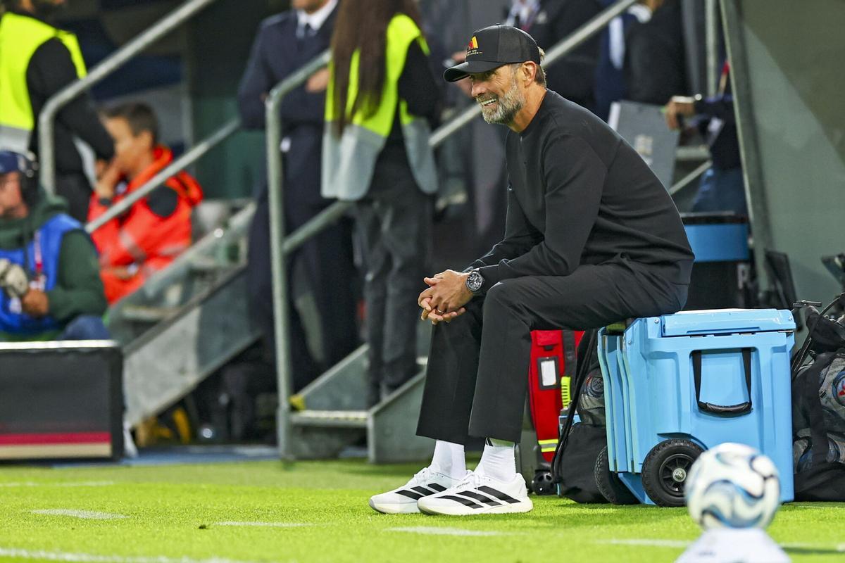 AUGSBURG (Germany), 27/09/2026.- Germany head coach Juergen Klopp looks on during the UEFA Nations League match Germany against Greece, in Augsburg, Germany, 27 September 2026. (Alemania, Grecia) EFE/EPA/ANNA SZILAGYI