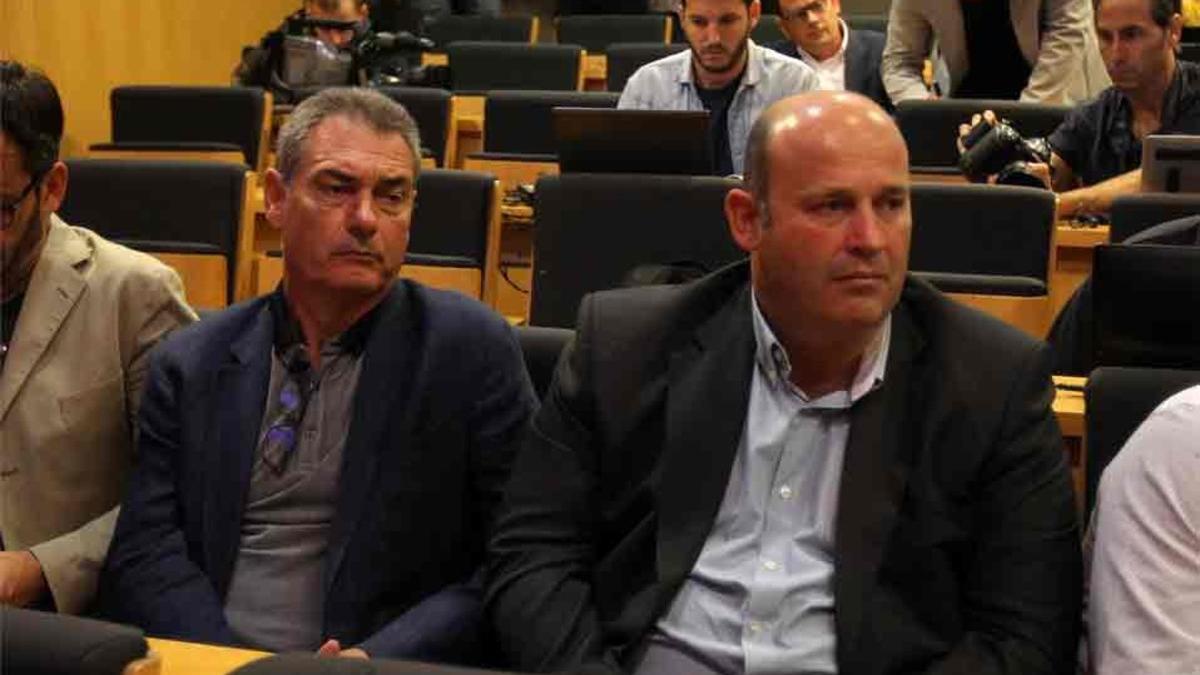 Pep Segura, junto a Òscar Grau, en el acto de presentación del cierre del mercado futbolístico