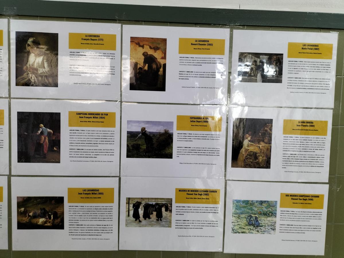 El IES Félix de Azara de Zaragoza expone 100 carteles sobre la mujer trabajadora en el arte con motivo del 8M