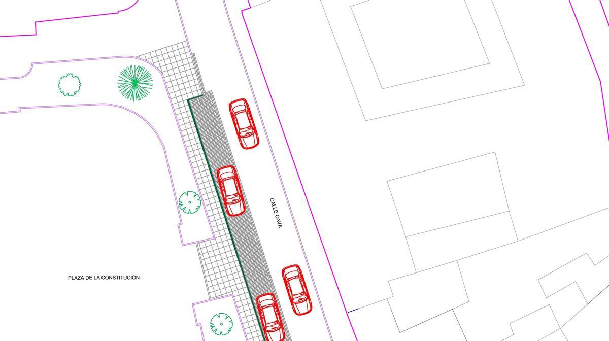 La zona de carga y descarga irá en la calle Cava.