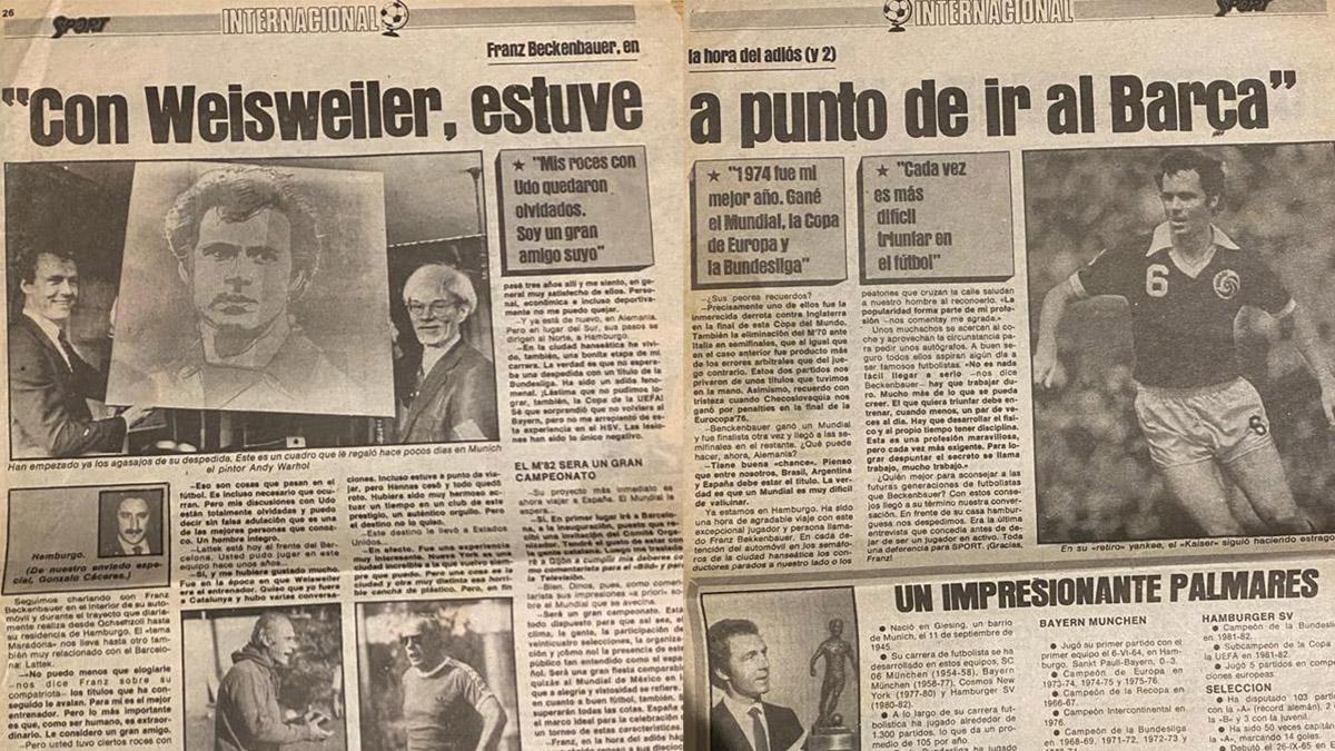 Beckenbauer reconoció al periodista Gonzalo Cáceres, en SPORT el 1 de junio de 1982, que pudo ser del Barça