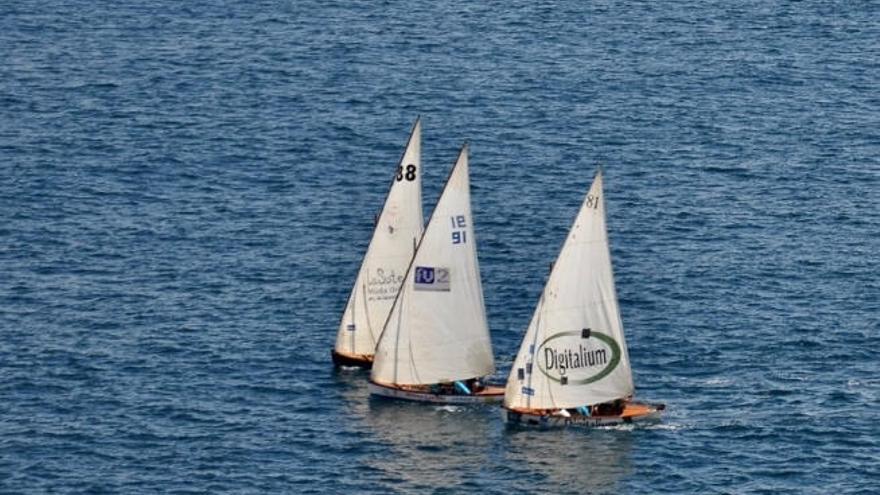 Tres barquillos en aguas de Las Palmas de Gran Canaria.