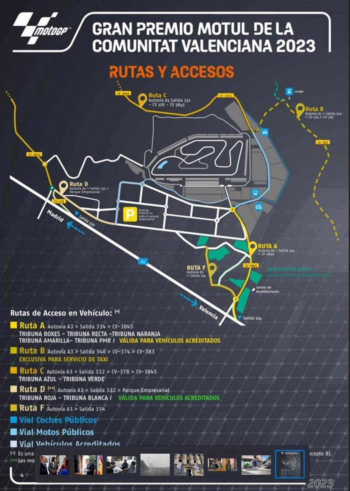 Accesos al circuito de Cheste.