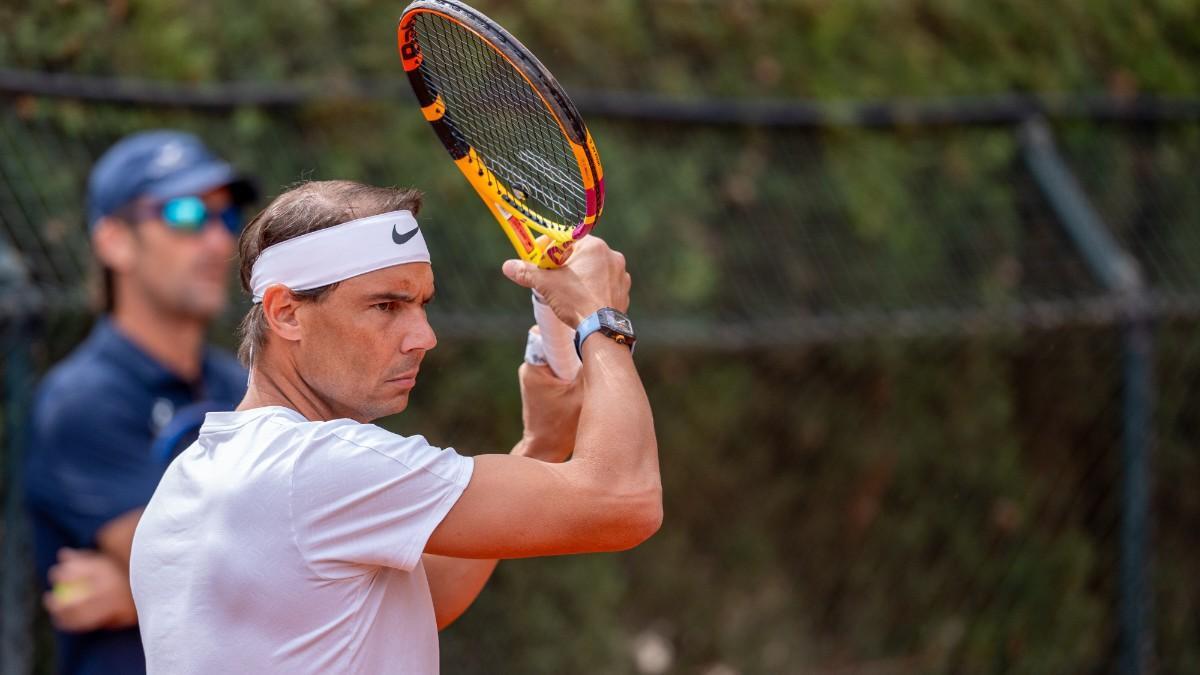 Rafa Nadal, durante un entrenamiento en Barcelona