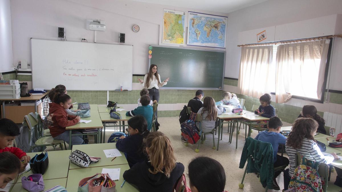 Alumnes d’un col·legi d’Algemesí, en una imatge d’arxiu