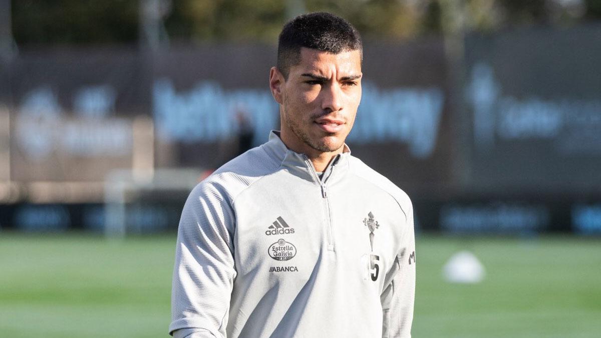 Lucas Olaza, durante un entrenamiento con el Celta de Vigo