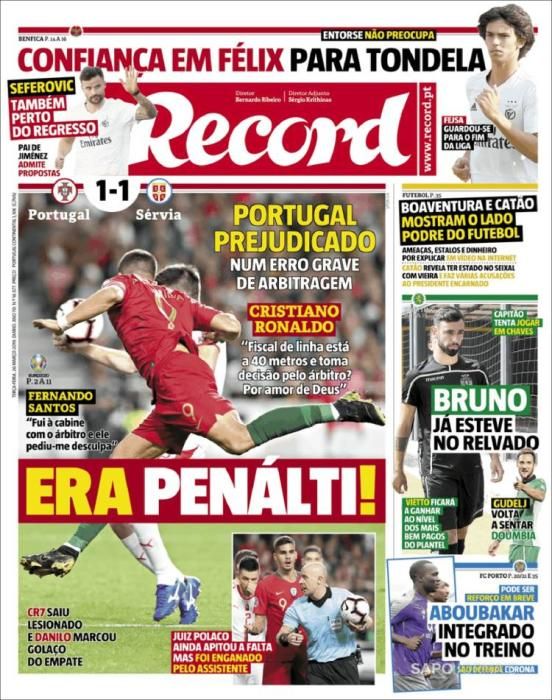 Portada RECORD martes 26 de marzo de 2019