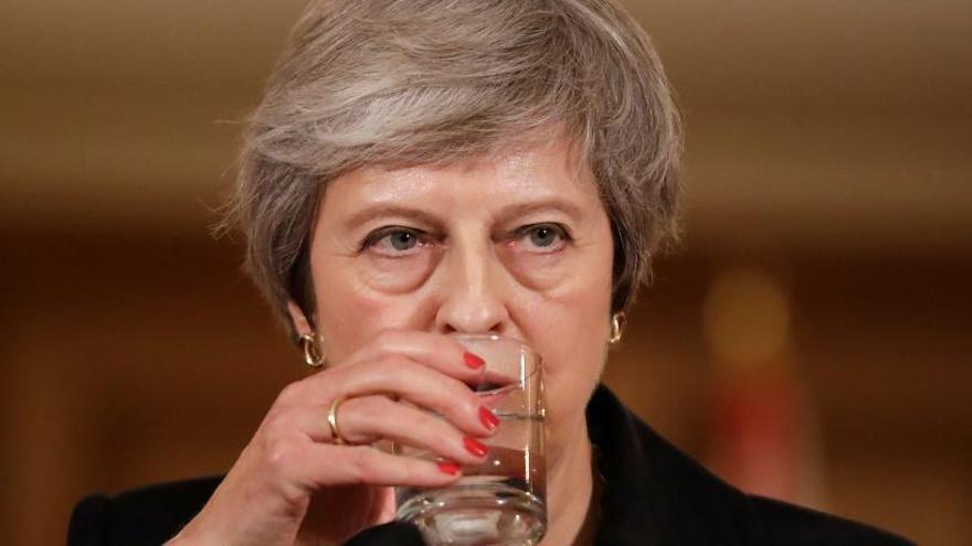 Theresa May, durante su comparecencia en Downing Street