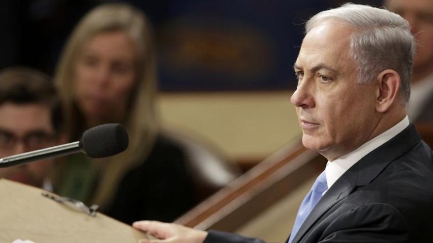 Netanyahu durante su intervención en el Congreso de EEUU.