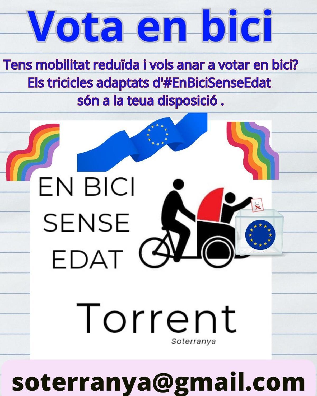 Cartel de votar en bici de Torrent.