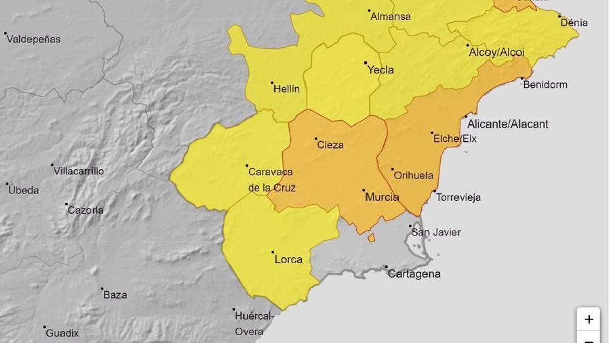 La Aemet activa para este lunes un aviso de nivel naranja por temperaturas de hasta 40 grados en la Vega del Segura.