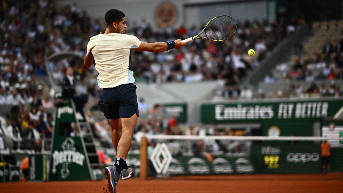 Alcaraz, durante su debut en Roland Garros