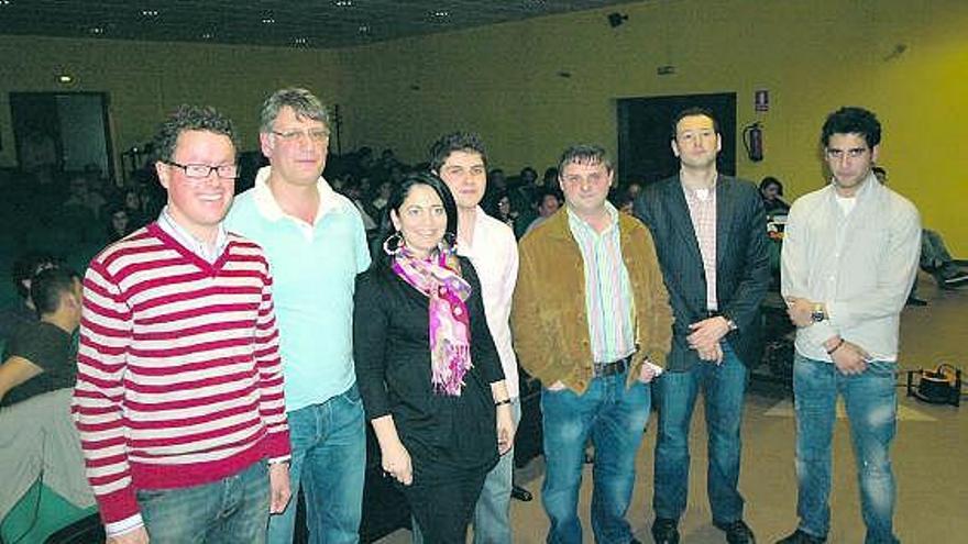 Olay, Bernardo Menéndez, Junquera, Suárez, Baragaño, Martínez y Bruno Méndez, ayer, en Noreña.
