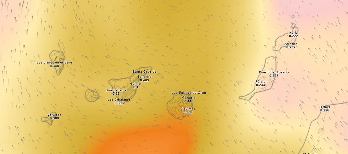 Mapa de calima en Canarias