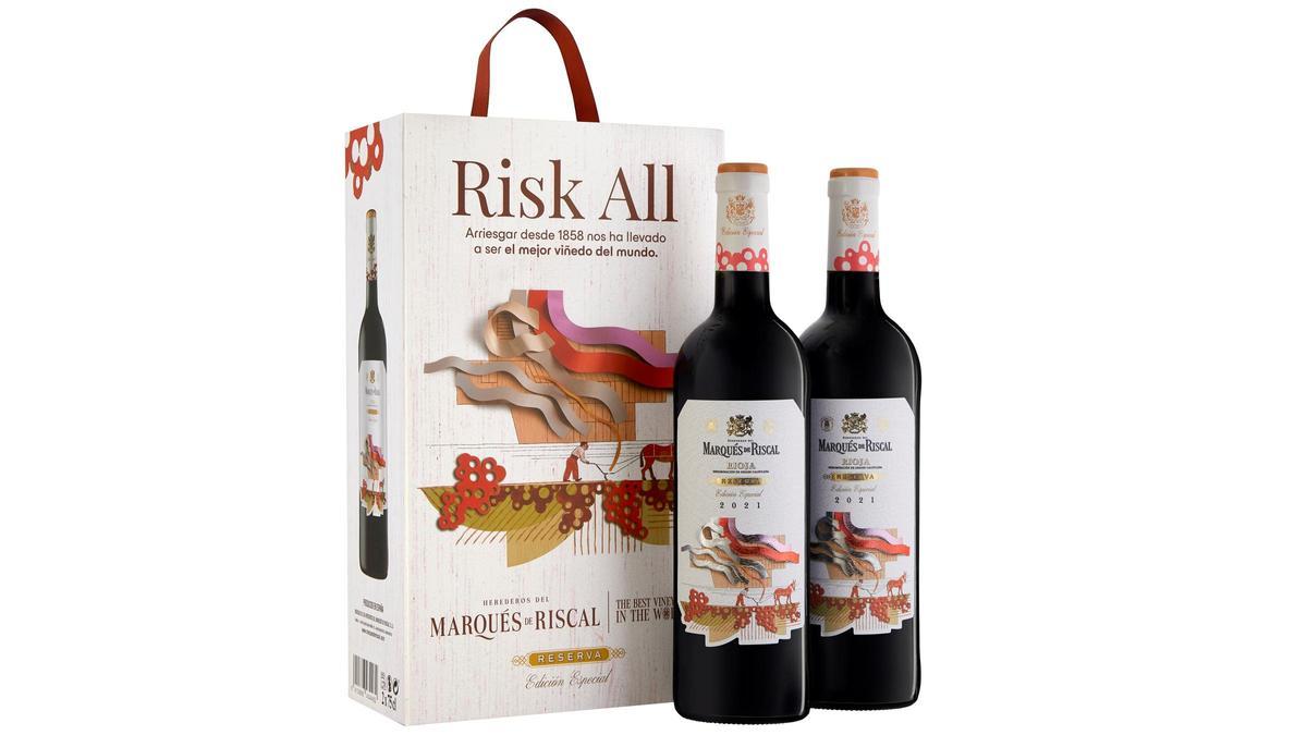 Estuche de dos botellas del Reserva Edición Especial Risk All 2021 (Marqués de Riscal).