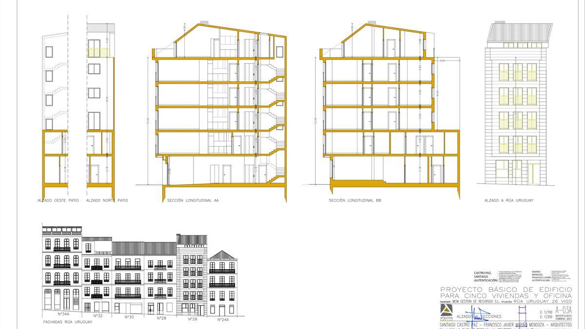 Alzado del edificio que se levantará en el 26 de la calle Uruguay