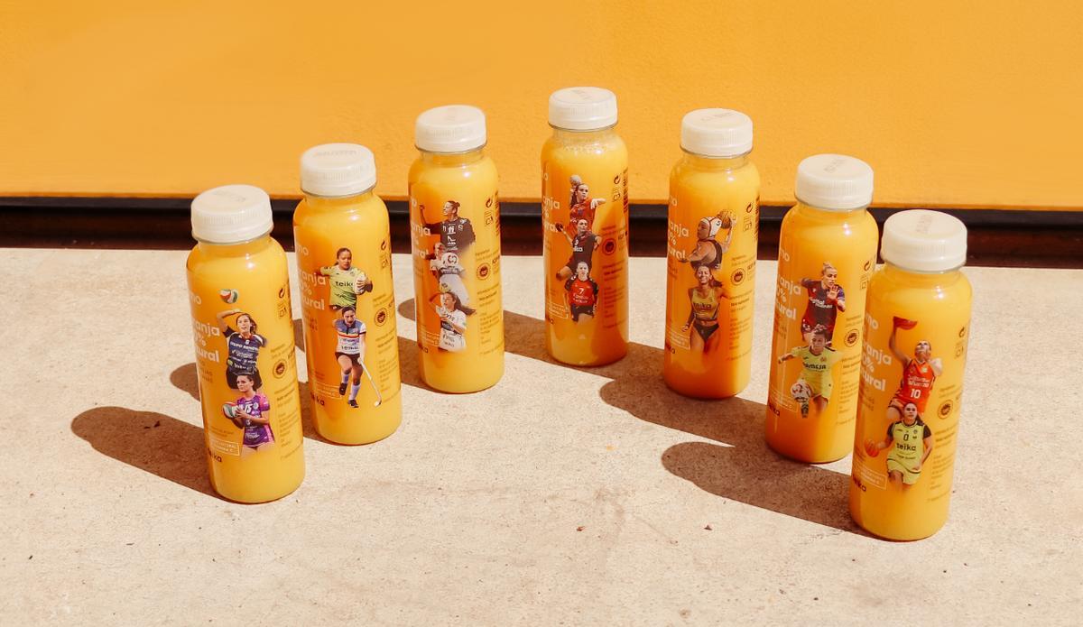 Teika ha querido rendir homenaje al talento de las deportistas valencianas mediante el original diseño de uno de sus productos estrella, el zumo naranja 100% natural.