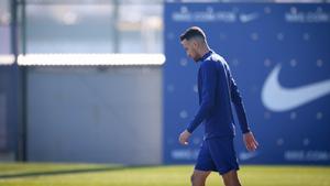 Sergio Busquets, durante un entrenamiento del Barça