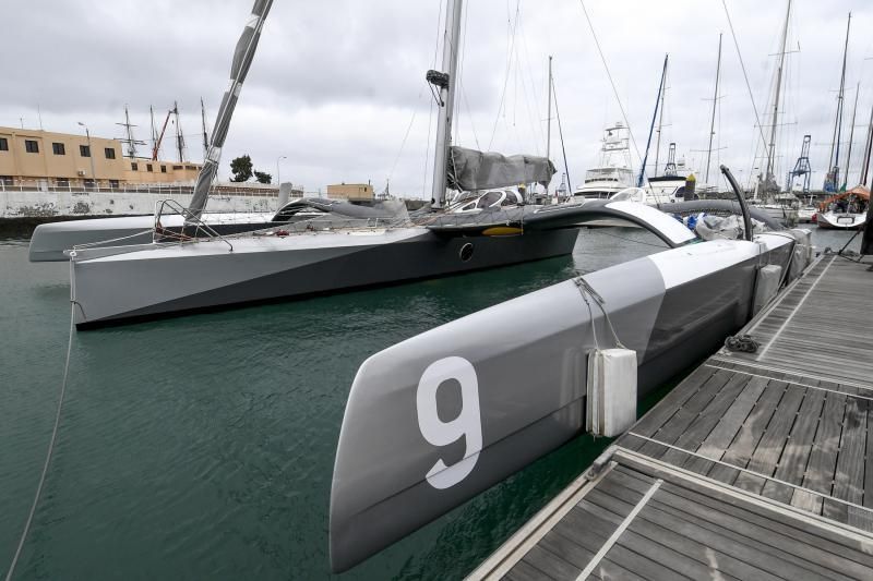 11-11-19 LAS PALMAS DE GRAN CANARIA. MUELLE DE CLUB NAUTICO. LAS PALMAS DE GRAN CANARIA. Trimaran multicasco que aquiere batir el recor de la vuelta al mundo atracado en la Marina del Real Club Nautico de Las Palmas de Gran Canaria. Fotos: Juan Castro.  | 11/11/2019 | Fotógrafo: Juan Carlos Castro