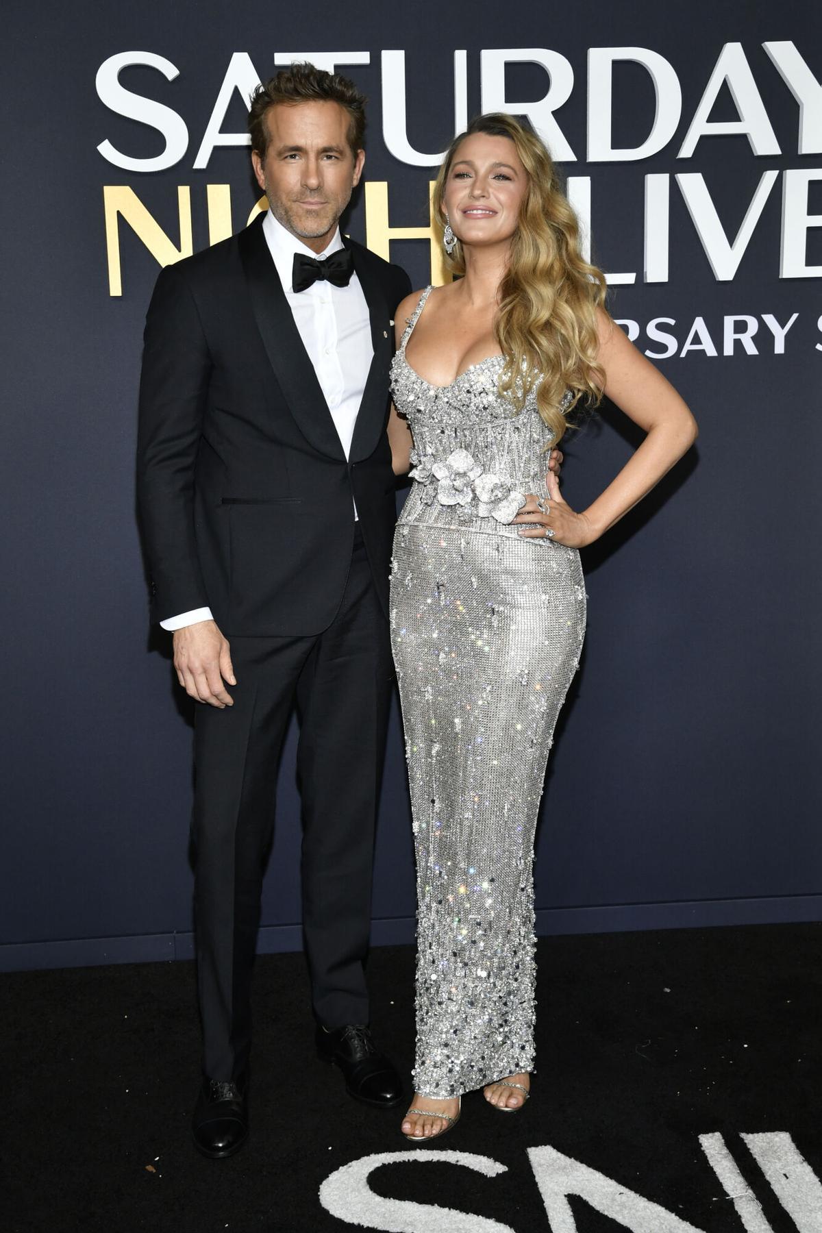 Ryan Reynolds, left, and Blake Lively attend &quot;SNL50: The Anniversary Special&quot; at Rockefeller Plaza on Sunday, Feb. 16, 2025, in New York. (Photo by Evan Agostini/Invision/AP). 021625131345, 21334631,