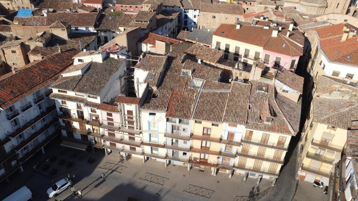 Vista aérea de la plaza de España de Calatayud.