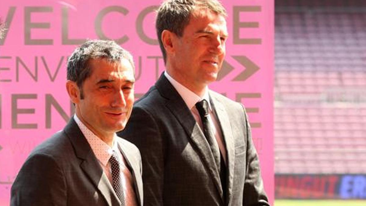 Ernesto Valverde y Robert Fernández trabajan codo con codo en el FC Barcelona