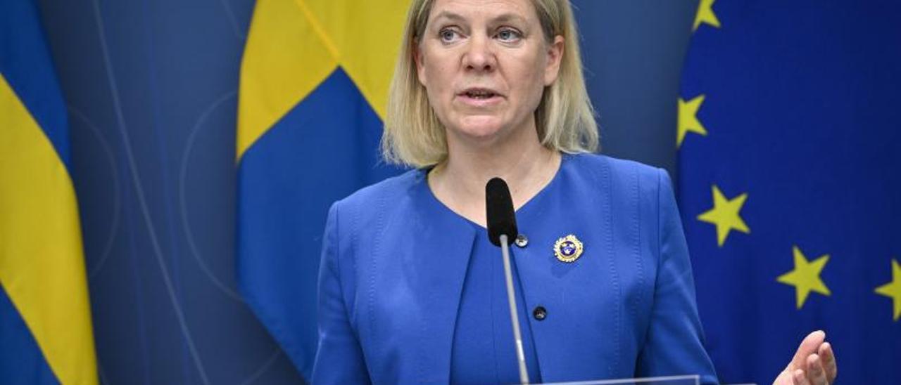 La primera ministra sueca, Magdalena Andersson, ahir.  | EFE