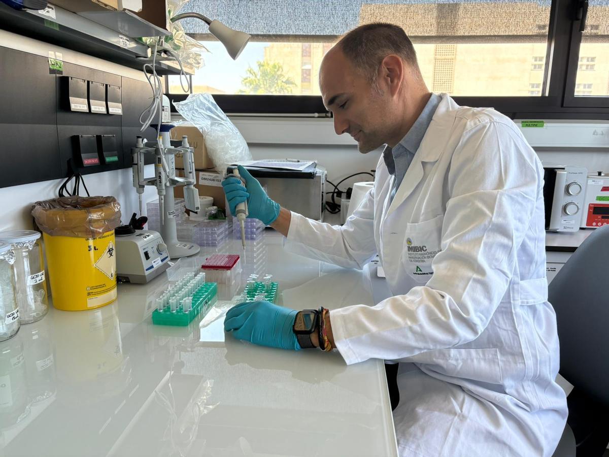 El investigador Manuel Gahete Ortiz, en un laboratorio del Imibic.
