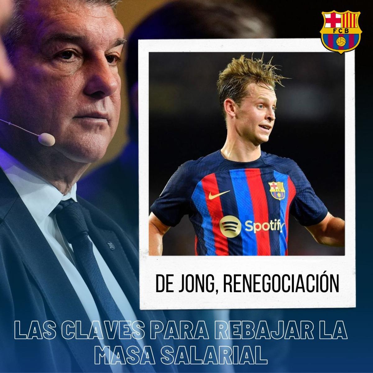 El salario de De Jong, a la altura de la anterior escalera, necesita una renegociación para adecuarse a la actual.