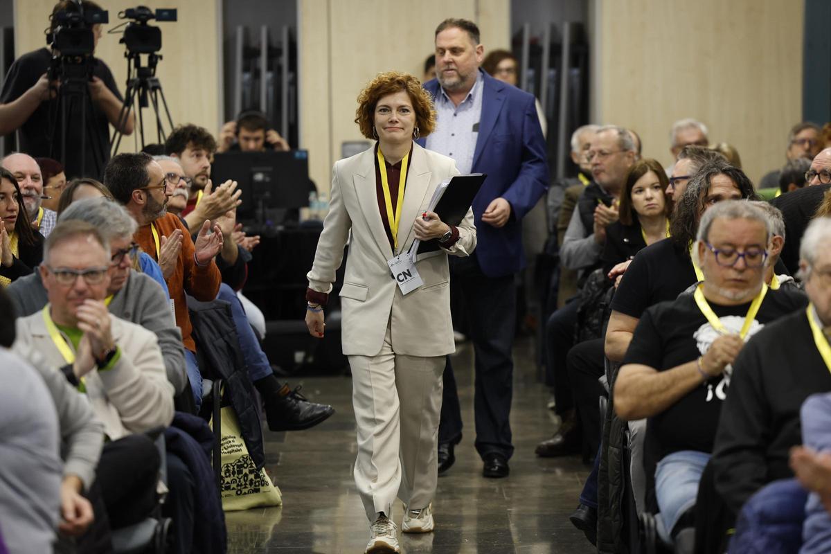 La secretaria general de ERC, Elisenda Alamany, este sábado en el consejo nacional del partido.