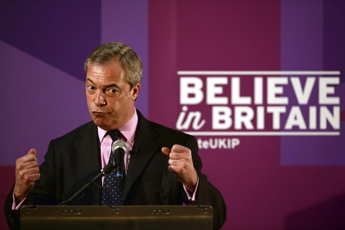 El líder del Partit per la Independència del Regne Unit (UKIP), Nigel Farage, en un discurs a Hartlepool.