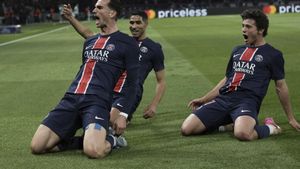Fabián Ruiz celebra su gol en el PSG-Arsenal de Champions.
