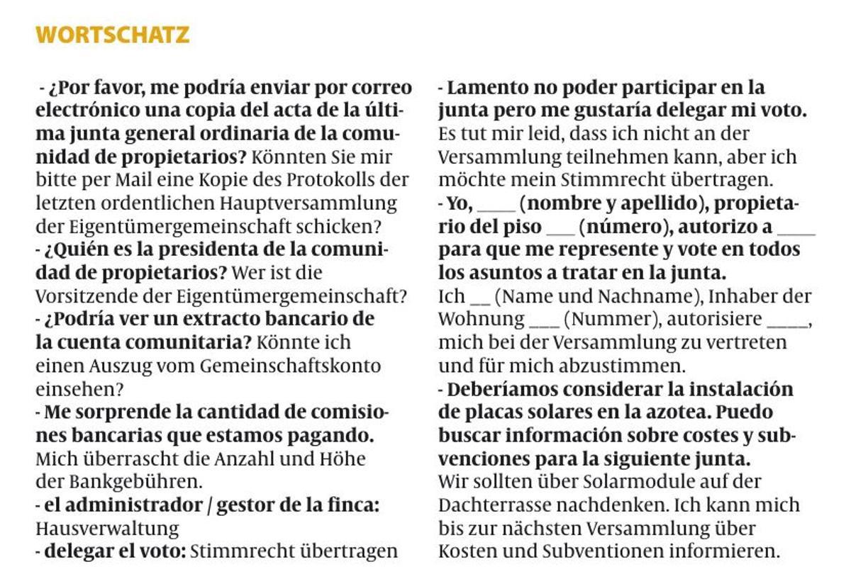 Der Wortschatz zum Thema.